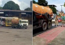 Ex-funcionário furta caminhão, invade garagem e destrói ônibus em Salvador