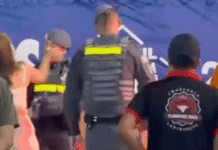Mulher dá tapa no rosto de policial militar durante confusão na Festa do Peão de Barretos